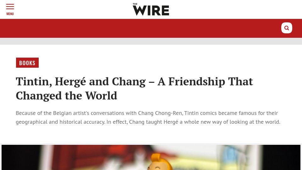 Screenshot of thewire.in: Tintin, Hergé and Chang
