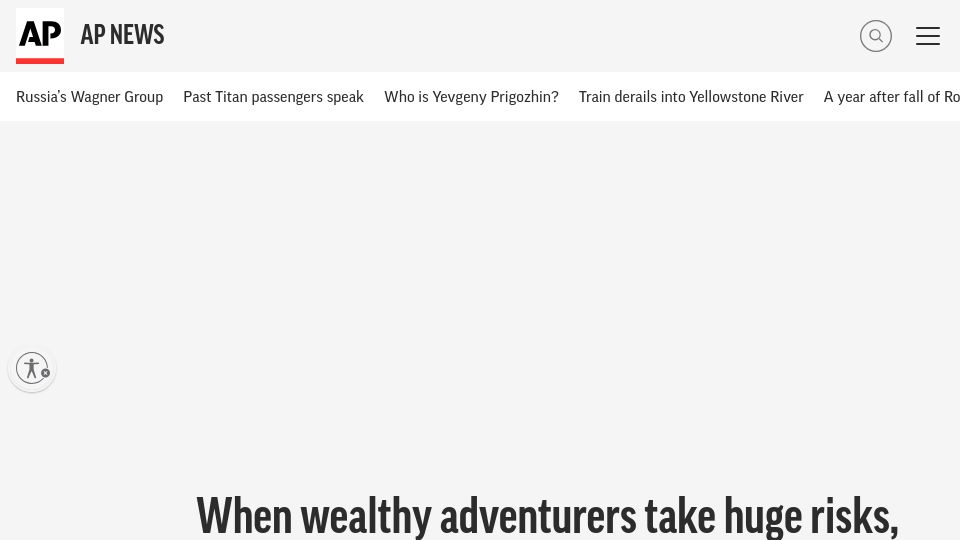 Screenshot of apnews.com: When wealthy adventurers take risks,who foots the bill for rescue attempts?
