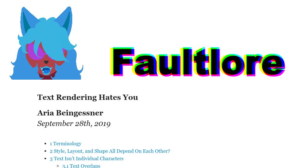 Screenshot of faultlore.com: Text rendering hates you (2019)