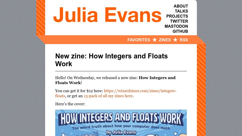 Screenshot of jvns.ca: How Integers and Floats Work