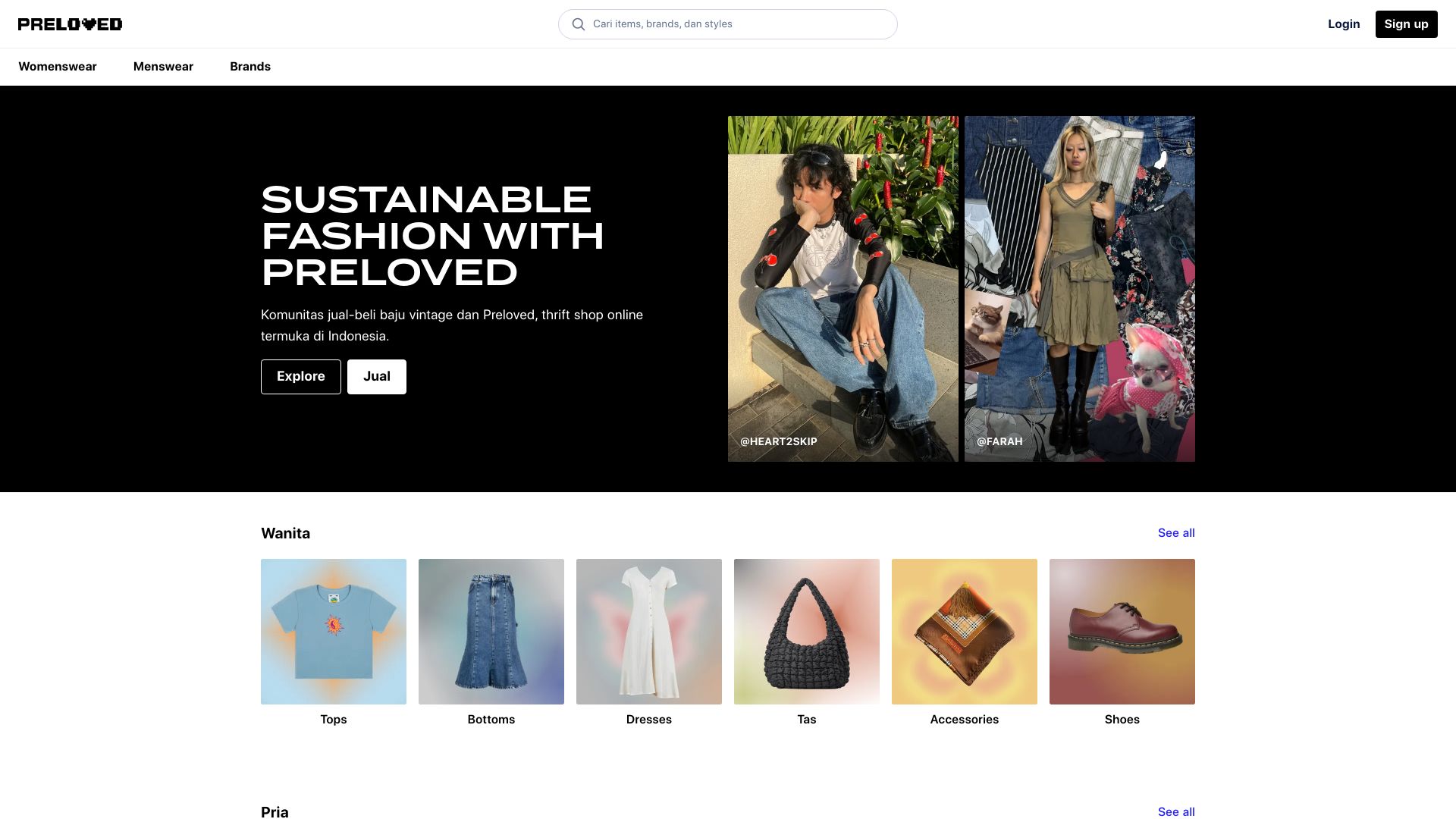 Screenshot of preloved.co.id: Show HN: I built a website to buy and sell used clothes in Indonesia