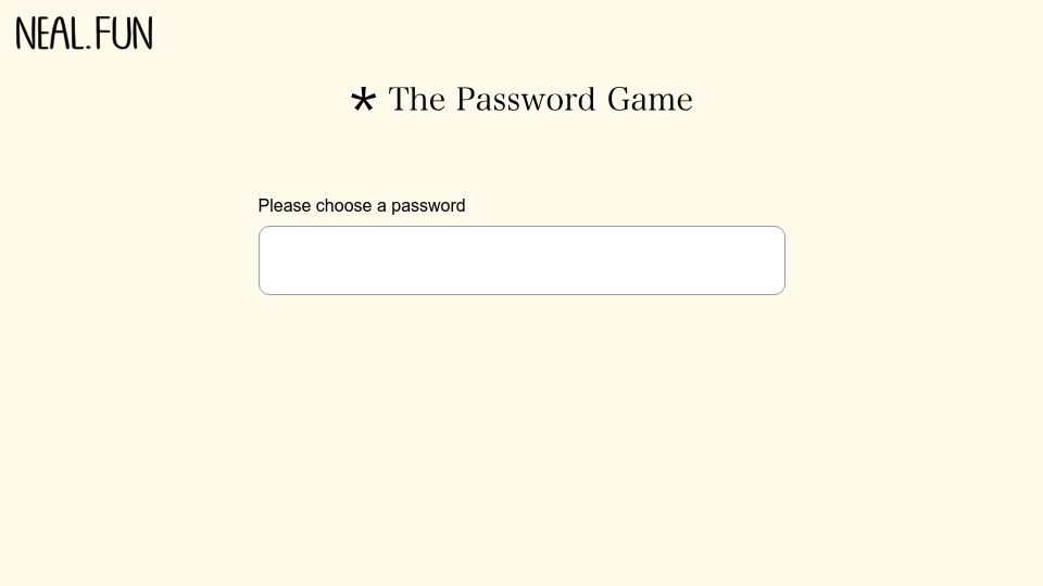 Screenshot of neal.fun: The Password Game