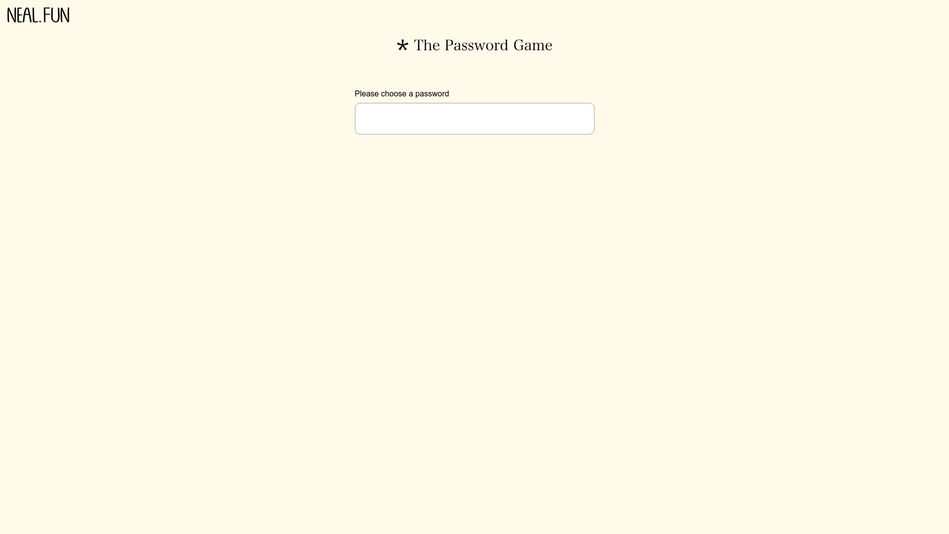Screenshot of neal.fun: The Password Game
