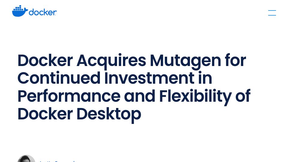 Screenshot of docker.com: Docker Acquires Mutagen