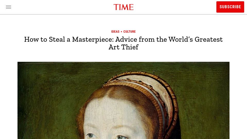 Screenshot of time.com: How to steal a masterpiece: Advice from the world’s greatest art thief