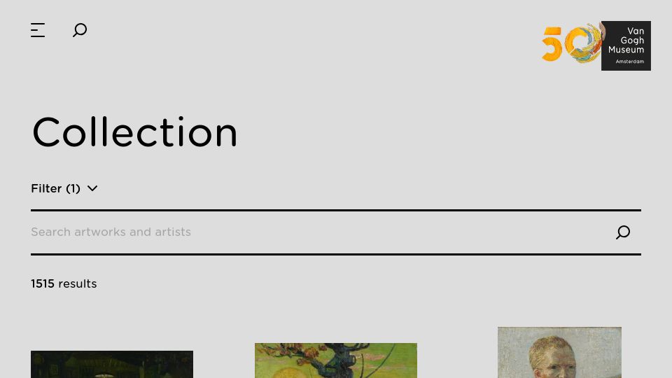 Screenshot of vangoghmuseum.nl: Vincent van Gogh's paintings and drawings