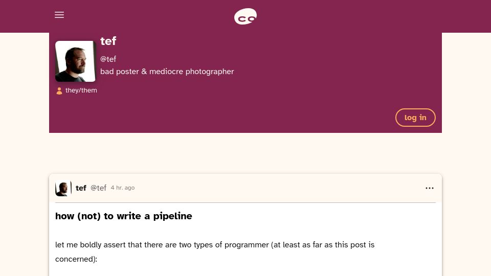 Screenshot of cohost.org: How not to write a pipeline