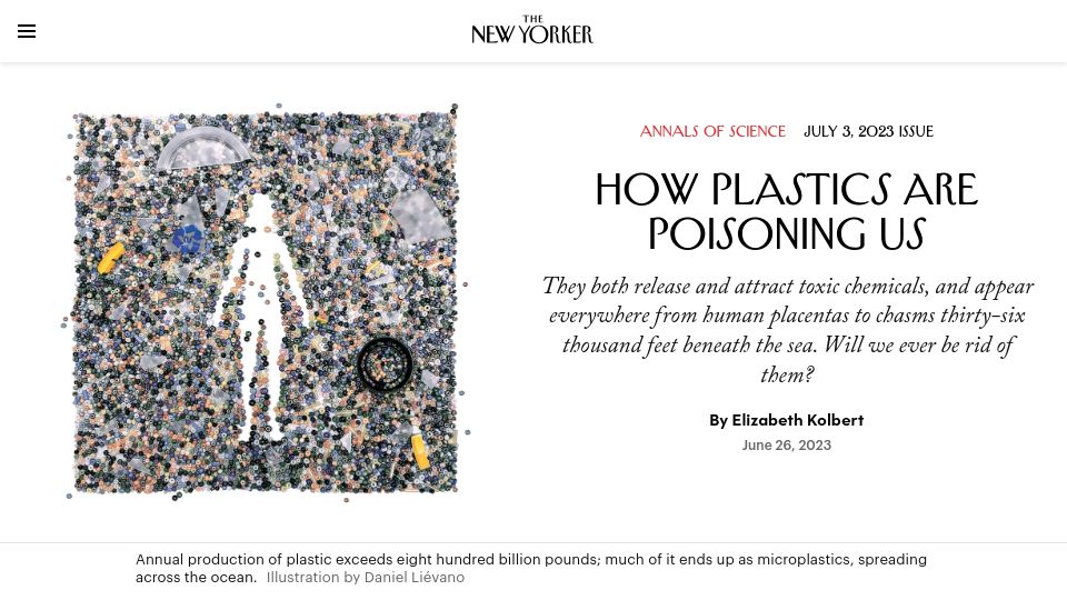 Screenshot of newyorker.com: Plastics are poisoning us