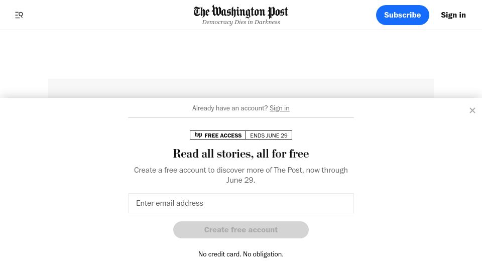 Screenshot of washingtonpost.com: Supreme Court restricts use of affirmative action for college admission