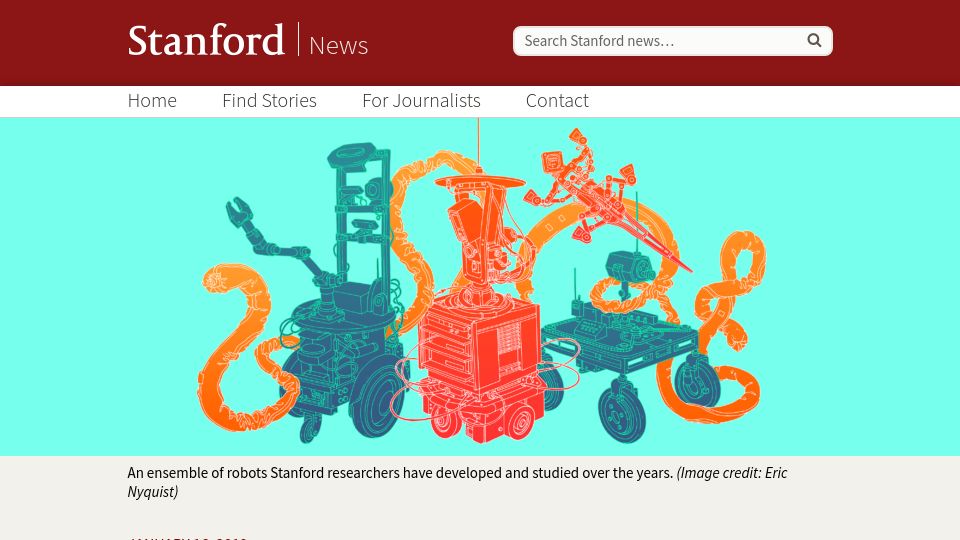 Screenshot of news.stanford.edu: Stanford’s Robotics Legacy (2019)
