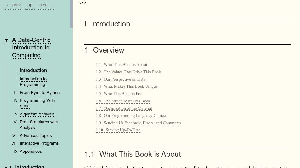 Screenshot of dcic-world.org: A Data-Centric Introduction to Computing