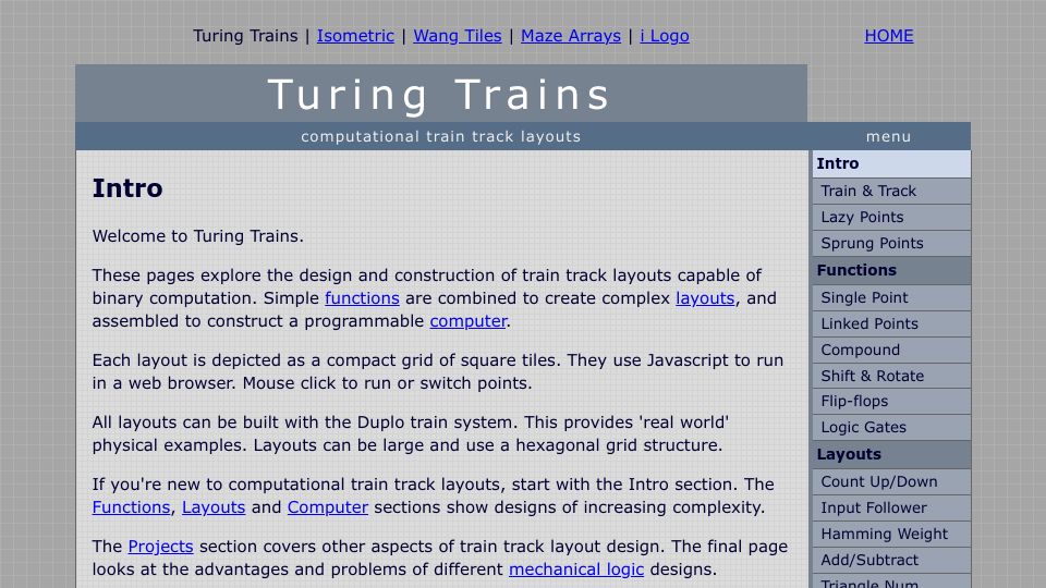 Screenshot of cr31.co.uk: Turing Trains