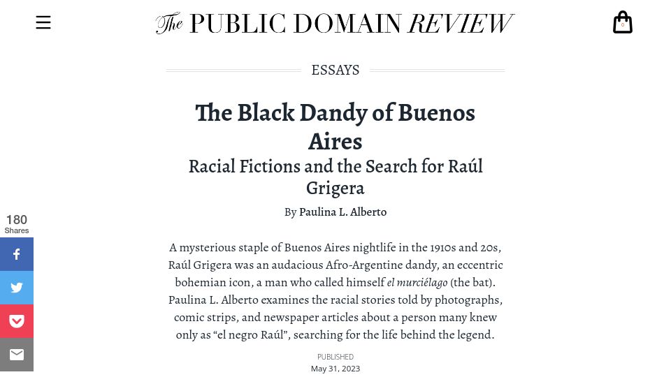 Screenshot of publicdomainreview.org: The Black Dandy of Buenos Aires