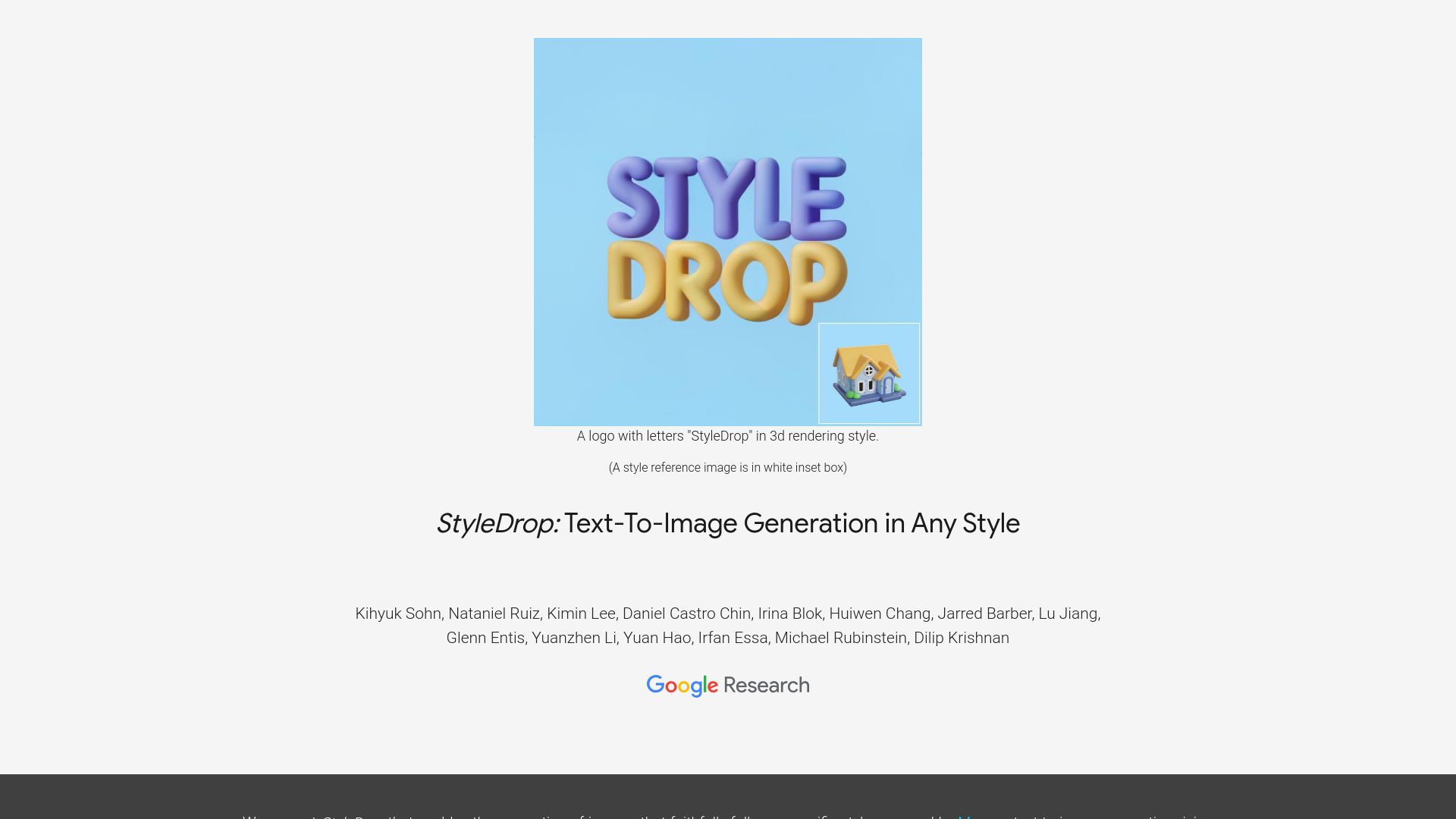 Screenshot of styledrop.github.io: StyleDrop: Text-to-Image Generation in Any Style
