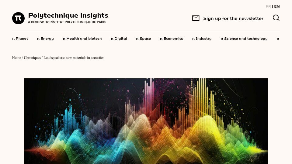 Screenshot of polytechnique-insights.com: Classic components could be replaced by rubber in next-gen loudspeakers