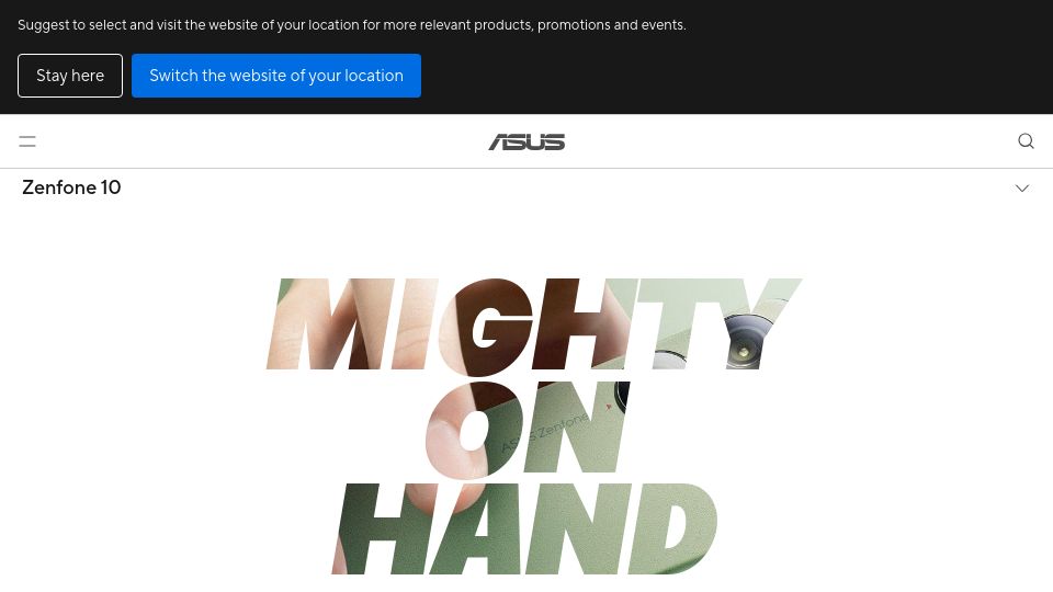 Screenshot of asus.com: Asus Zenfone 10