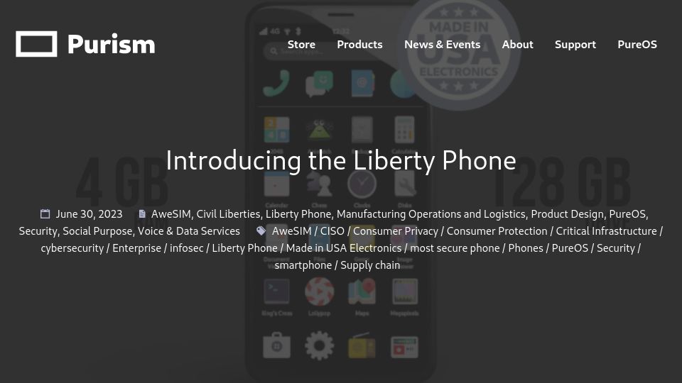 Screenshot of puri.sm: The Liberty Phone