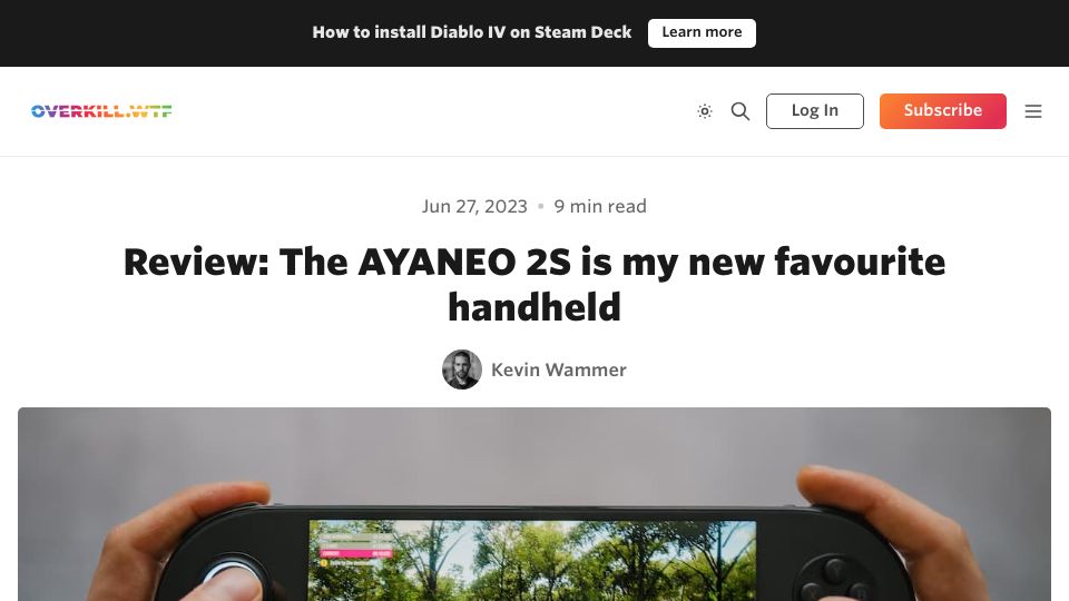 Screenshot of overkill.wtf: Review: The AYANEO 2S is my new favourite handheld
