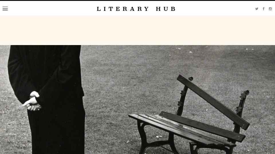 Screenshot of lithub.com: In Praise of the Park Bench