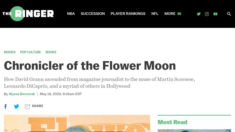 Screenshot of theringer.com: Chronicler of the Flower Moon
