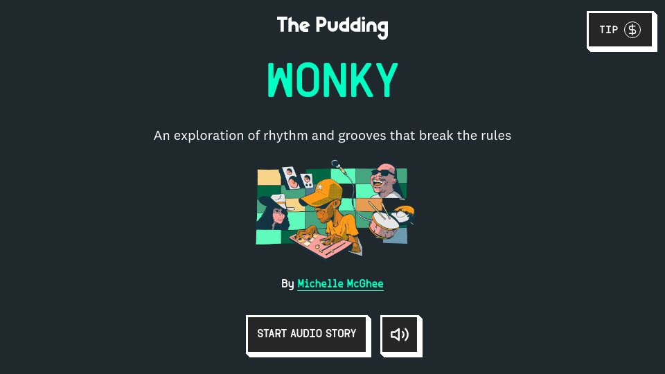 Screenshot of pudding.cool: Wonky – An exploration of rhythm and grooves that break the rules