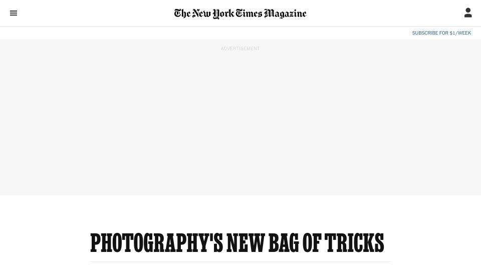 Screenshot of nytimes.com: Photography's new bag of tricks (1984)