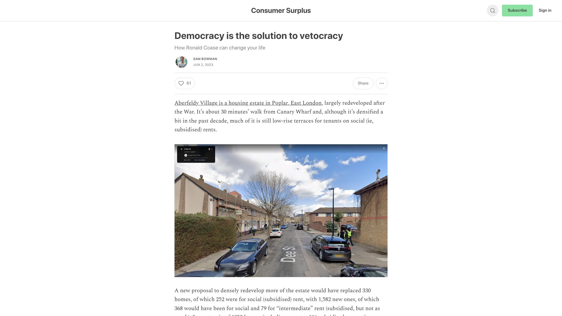 Screenshot of sambowman.co: Democracy Is the Solution to Vetocracy