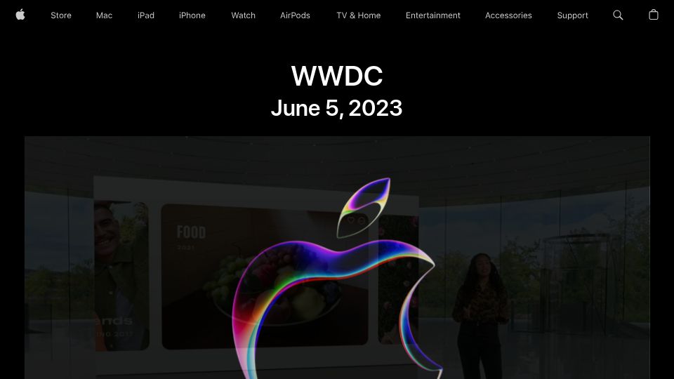 Screenshot of apple.com: WWDC 2023 Livestream