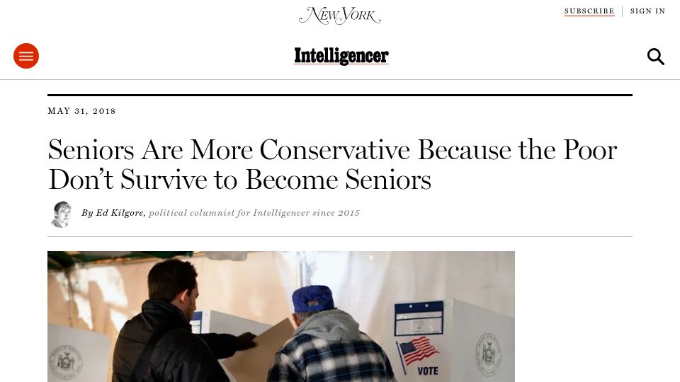 Screenshot of nymag.com: Poor people often don’t survive to become seniors who vote