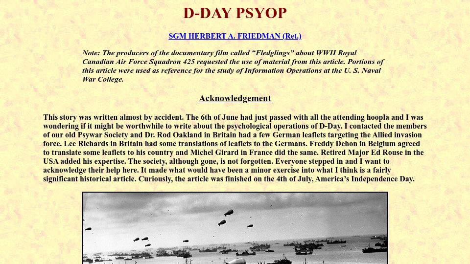 Screenshot of psywarrior.com: D-Day Psyop (2014)
