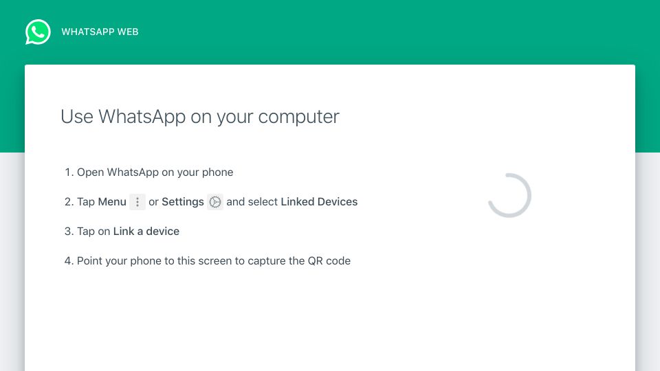 Screenshot of web.whatsapp.com: WhatsApp Down