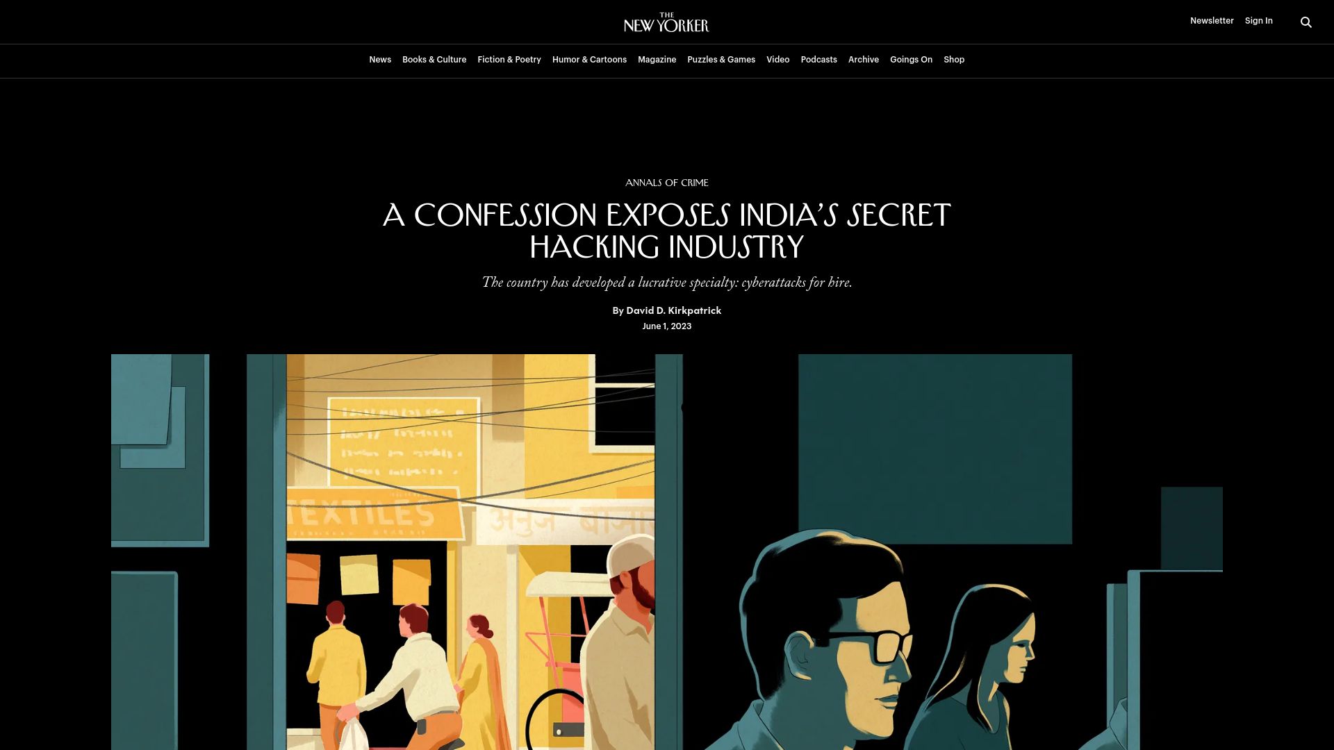 Screenshot of newyorker.com: A confession exposes India’s hacking industry