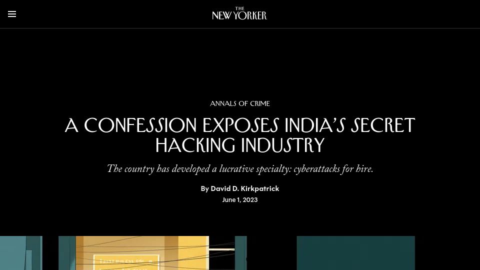 Screenshot of newyorker.com: A confession exposes India’s hacking industry