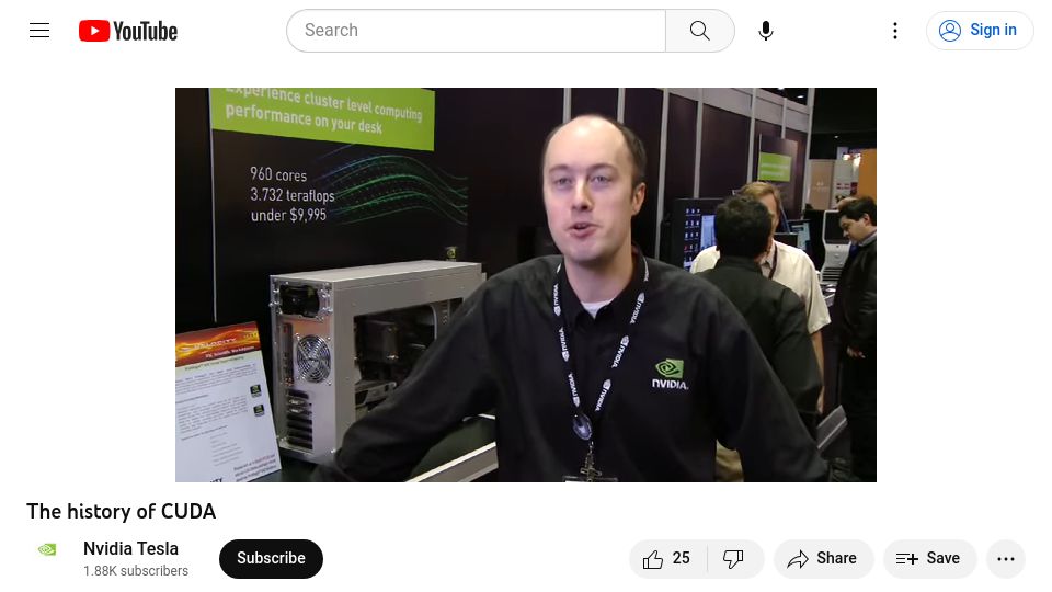 Screenshot of youtube.com: The History of CUDA