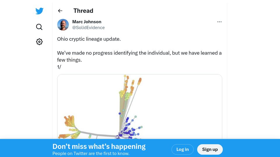 Screenshot of twitter.com: Ohio cryptic lineage update