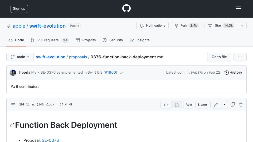 Screenshot of github.com: Function Back Deployment