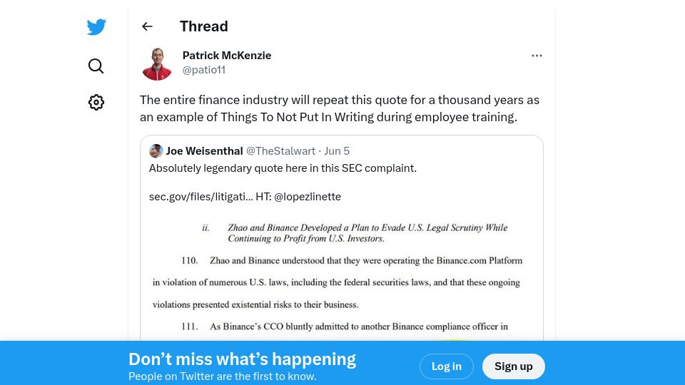 Screenshot of twitter.com: The entire finance industry will repeat this quote for a thousand years