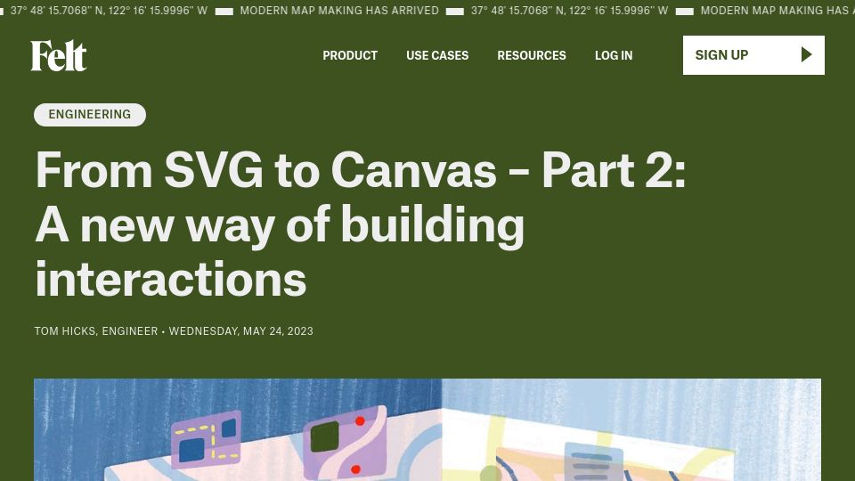 Screenshot of felt.com: From SVG to Canvas – A new way of building interactions