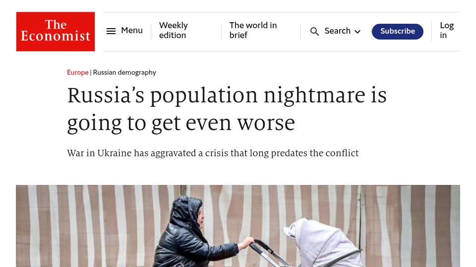 Screenshot of economist.com: Russia’s population nightmare is going to get even worse