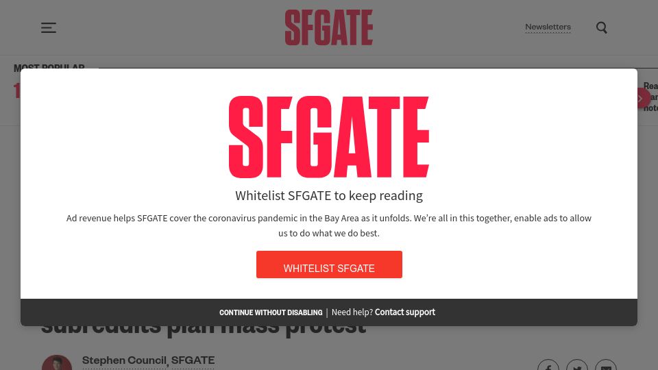Screenshot of sfgate.com: Reddit announces plan to lay off 90 workers as subreddits plan mass protest