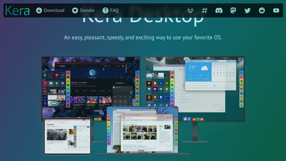 Screenshot of desktop.kerahq.com: Kera Desktop: open-source, cross-platform, web-based desktop environment