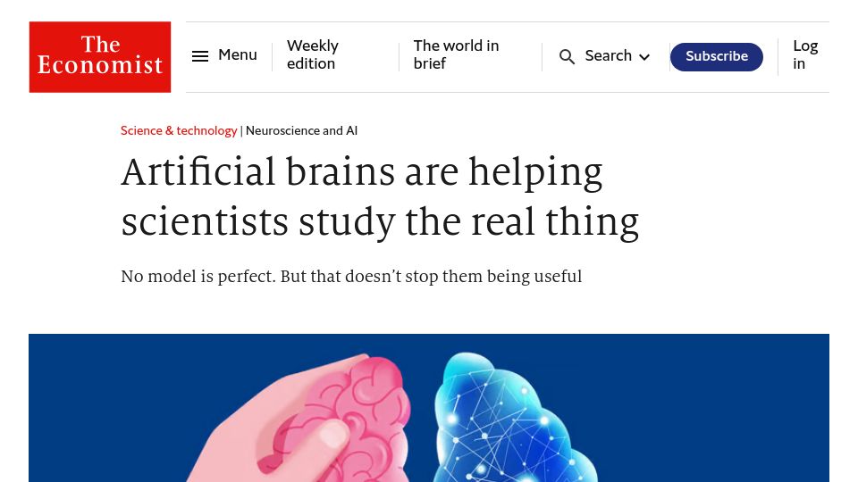 Screenshot of economist.com: Artificial brains help understand real brains