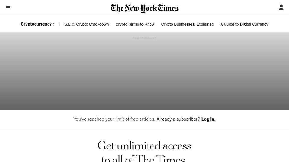 Screenshot of nytimes.com: Their Crypto Company Collapsed. They Went to Bali