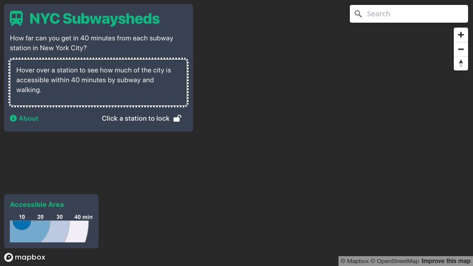 Screenshot of subwaysheds.com: NYC Subwaysheds