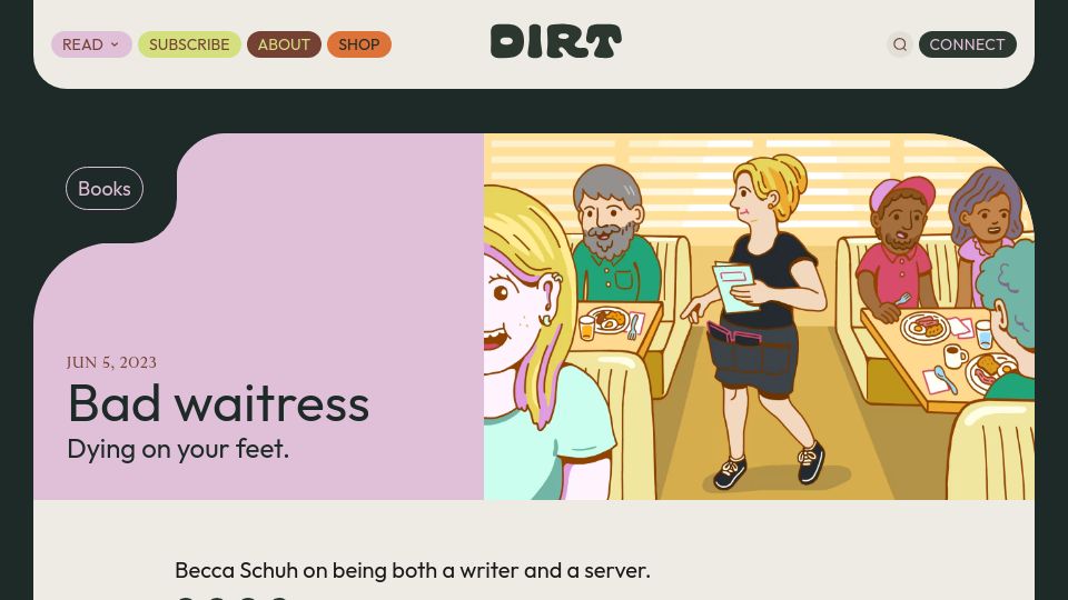 Screenshot of dirt.fyi: Bad waitress: Dying on your feet