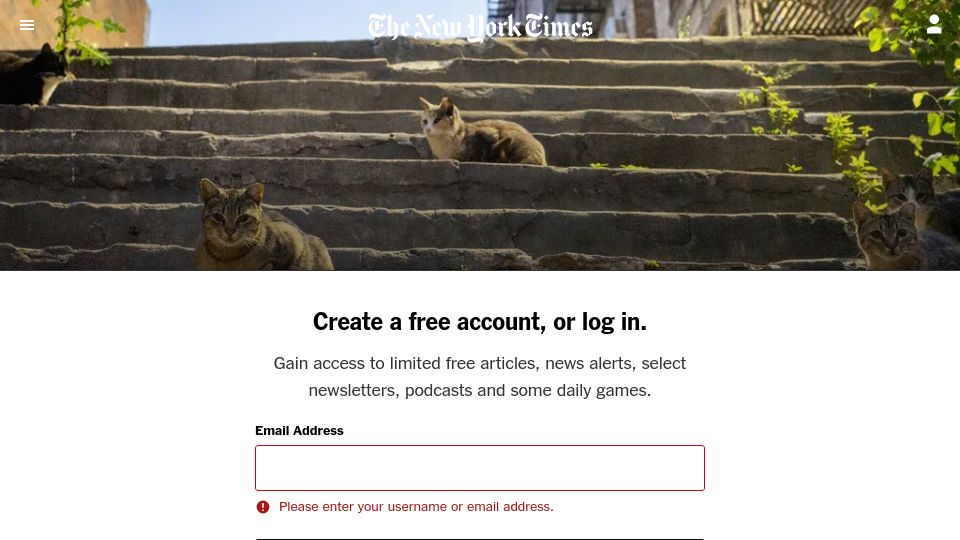 Screenshot of nytimes.com: Clearing 500k feral cats from New York’s streets