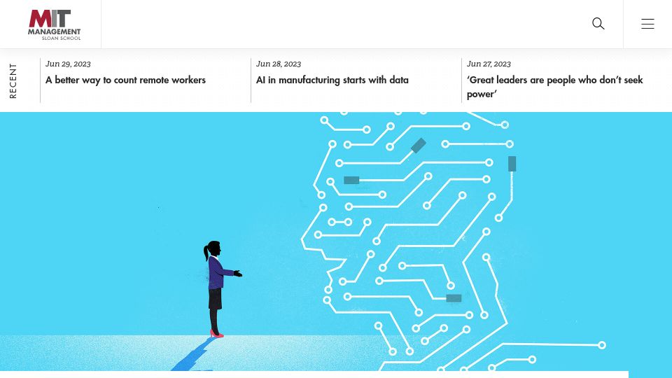 Screenshot of mitsloan.mit.edu: Workers with less experience gain the most from generative AI