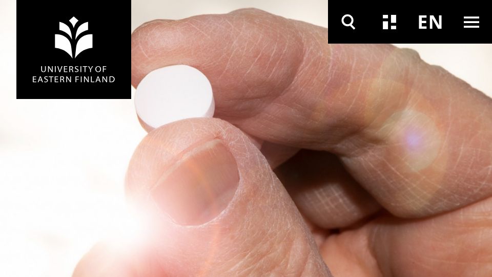 Screenshot of uef.fi: Higher- than-recommended doses of Vitamin D reduced risk of atrial fibrillation