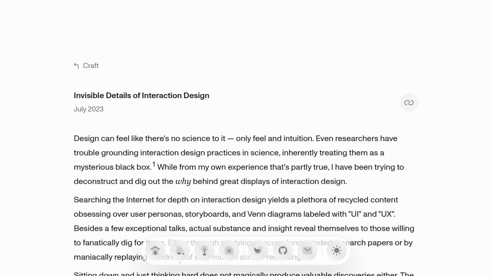 Screenshot of rauno.me: Invisible Details of Interaction Design