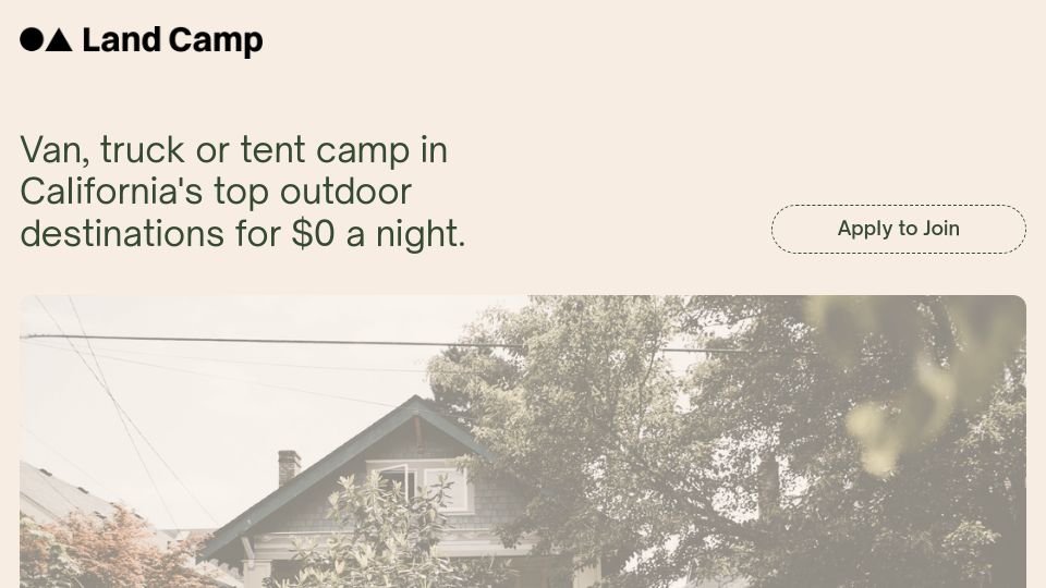 Screenshot of landcamp.org: Show HN: Van, truck or car camp for $0 a night